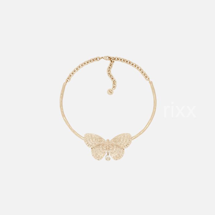 디올 METAMORPHOSE 매트 골드 피니시 메탈 & 화이트 레진 진주 목걸이