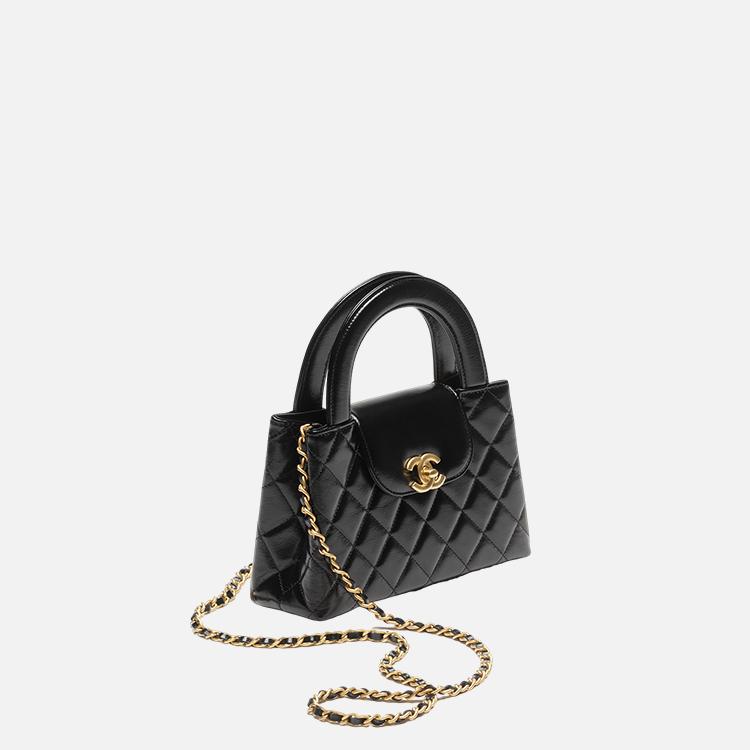 샤넬 카프스킨 & 골드 메탈 미니 쇼핑백