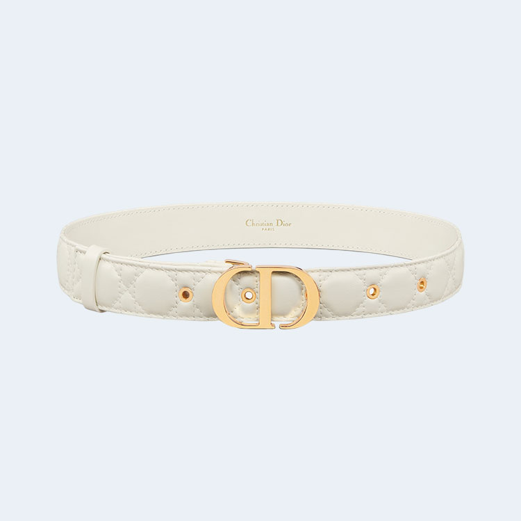 디올 30 몽테뉴 스티칭 벨트 화이트 30mm