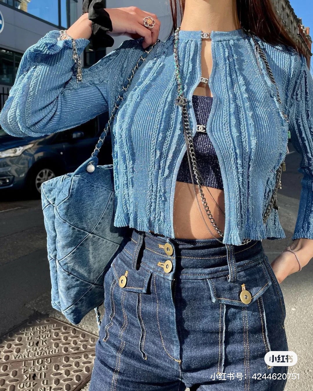 샤넬 실크 가디건 (블루,핑크)