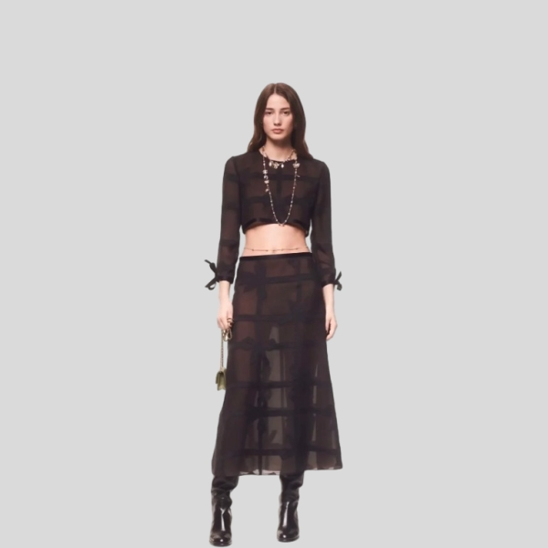 샤넬 리본 실크 스커트