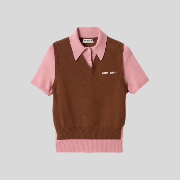 미우미우 콘트라스트 투피스 반팔티