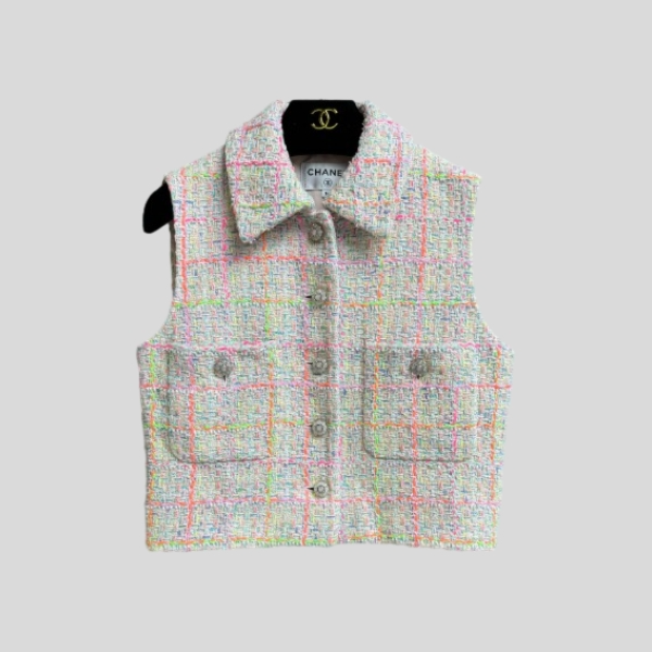 샤넬 플레드 민소매 조끼