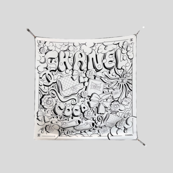 샤넬 코코 그래피티 스카프(블랙, 화이트)