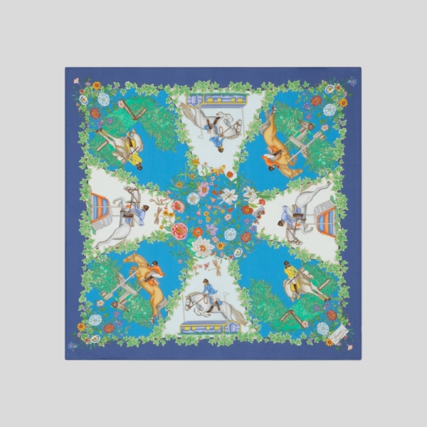 구찌 프린트 코튼 포켓 스퀘어 스카프