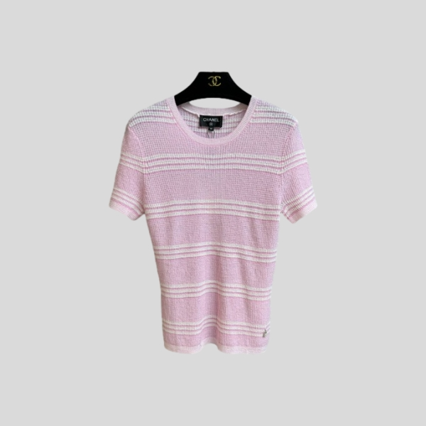 샤넬 핑크 스트라이프 반팔