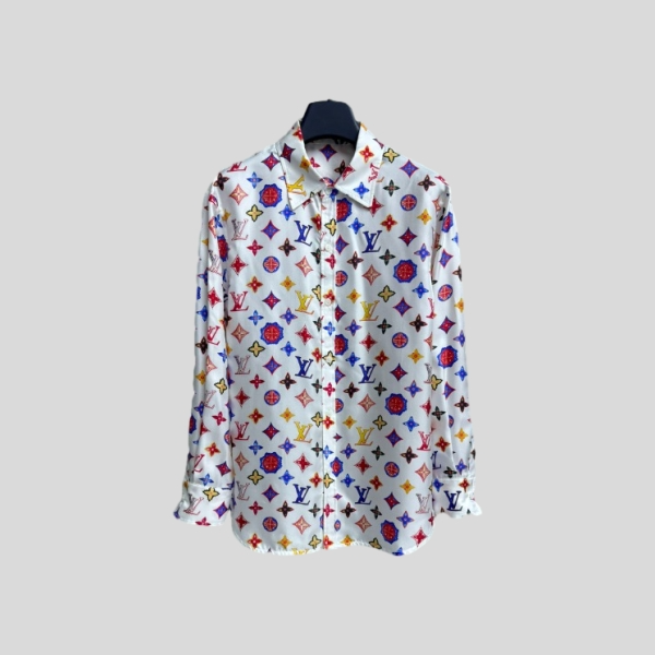 루이비통 컬러 로고 실크 셔츠