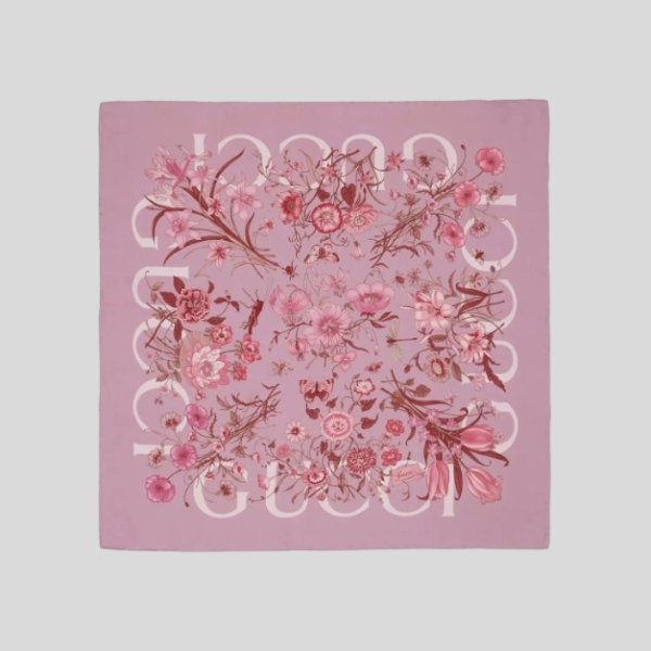 구찌 플로럴 스카프 핑크