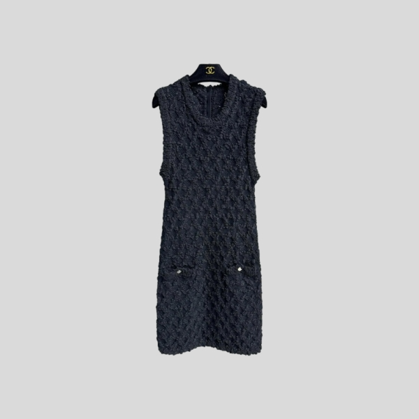샤넬 다이아몬드 패턴 민소매 원피스(2color)