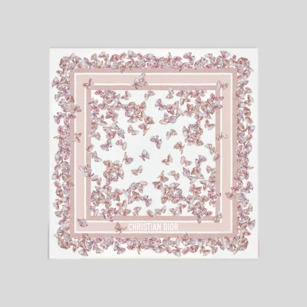 디올 나비 스퀘어 스카프 핑크