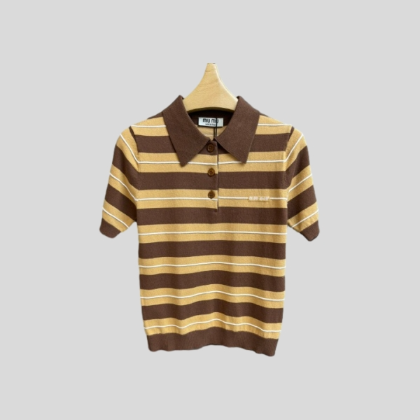 미우미우 스트라이프 폴로 반팔(2color)
