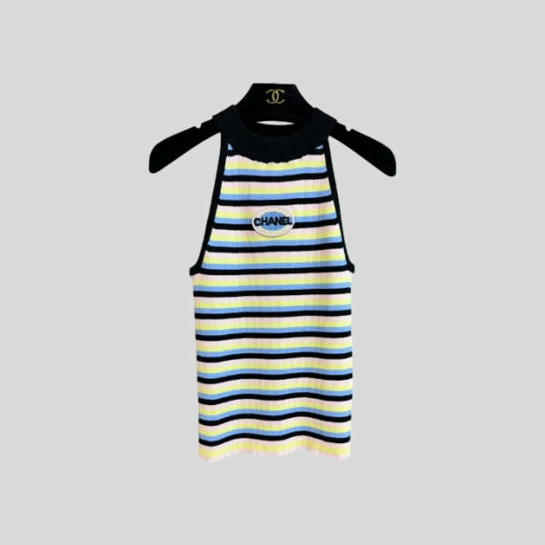 샤넬 스트라이프 민소매 탑