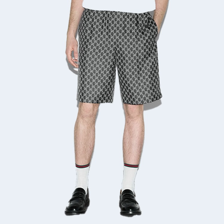 구찌 실크 트윌 쇼츠 위드 GG 섀도우