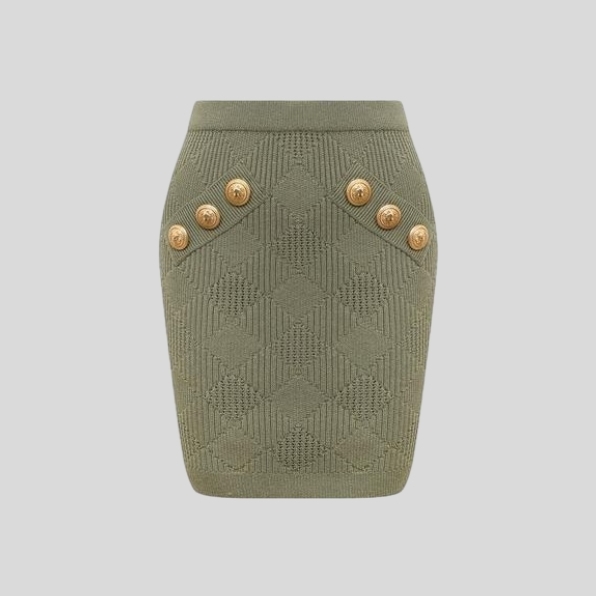 발망 패턴 스웨터 자켓 스커트 세트(2color)