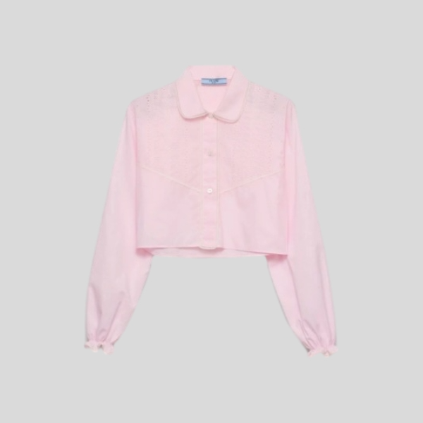 프라다 레이스 홀로 자수 셔츠