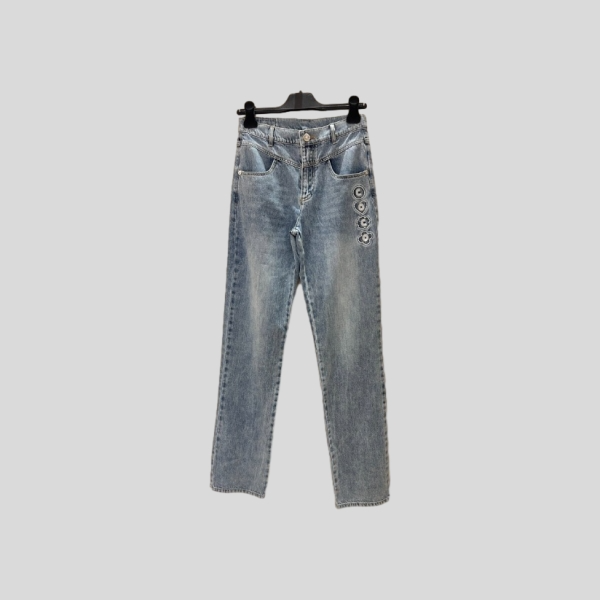 샤넬 자수 데님 팬츠