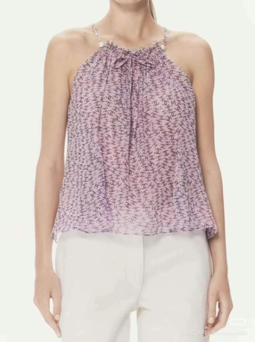 샤넬 실크 슬링 탑 핑크