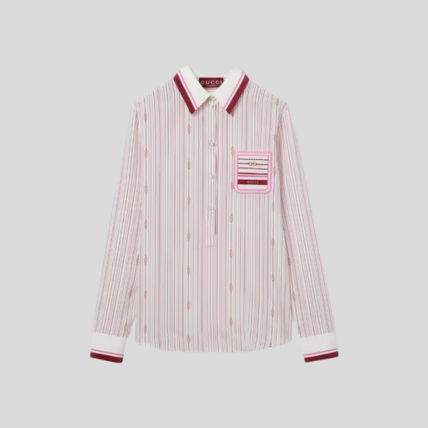 구찌 스트라이프 실크 셔츠