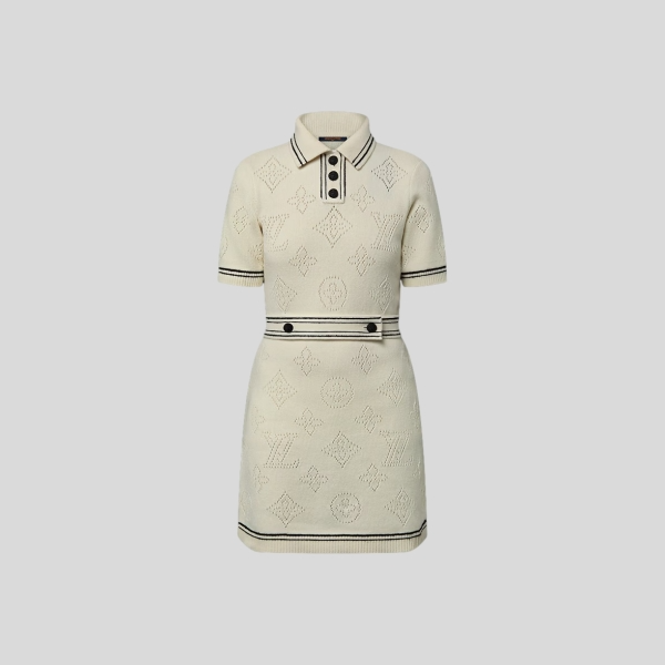 루이비통 스트라이프 액센트 니트 폴로 드레스