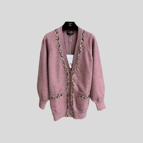 샤넬 스팽글 트림 가디건