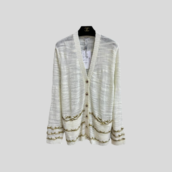 샤넬 골드 스팽글 가디건