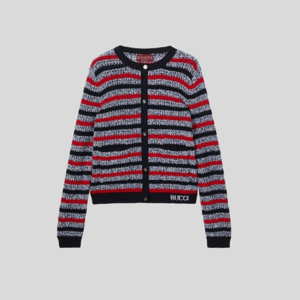 구찌 스트라이프 코튼 가디건