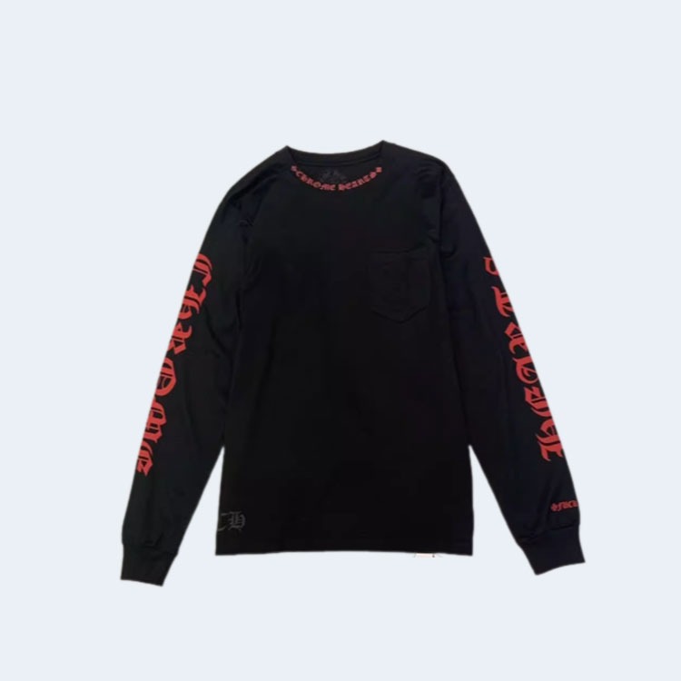 크롬하츠 넥 로고 롱 슬리브 티셔츠