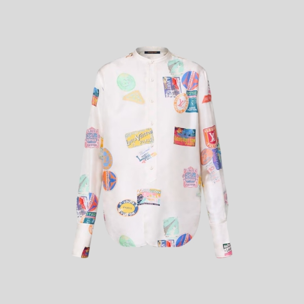 루이비통 마히나 패치 실크 셔츠