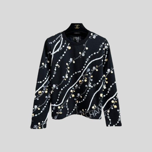 샤넬 체인 프린트 티셔츠