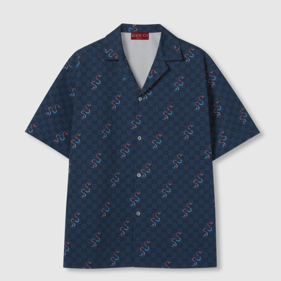 구찌 컬렉션 프린트 코튼 셔츠