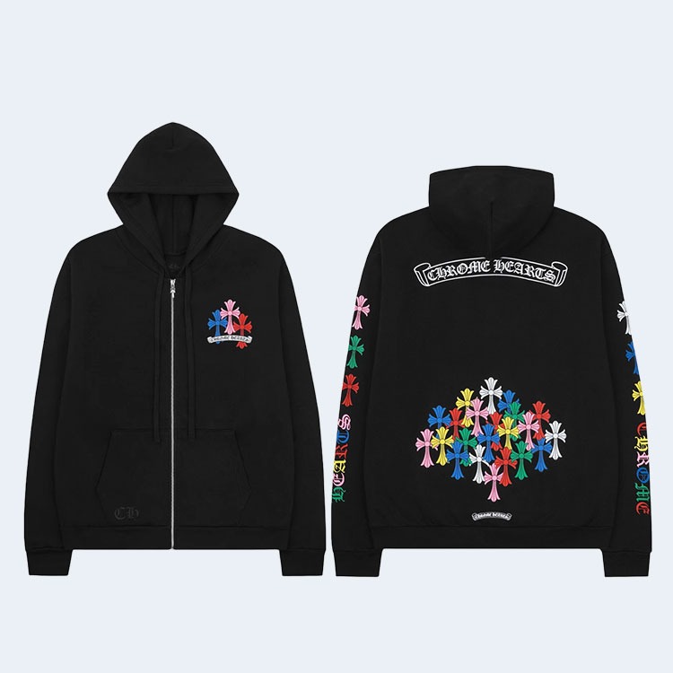 크롬하츠 멀티 컬러 크로스 후드집업