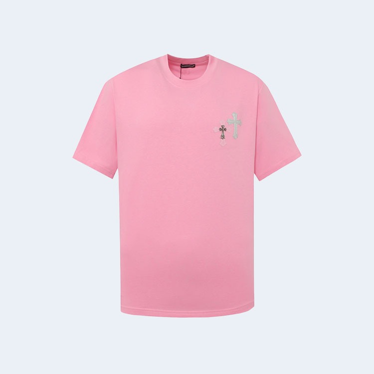 크롬하츠 크로스 슬러리 아플리케 티셔츠 핑크