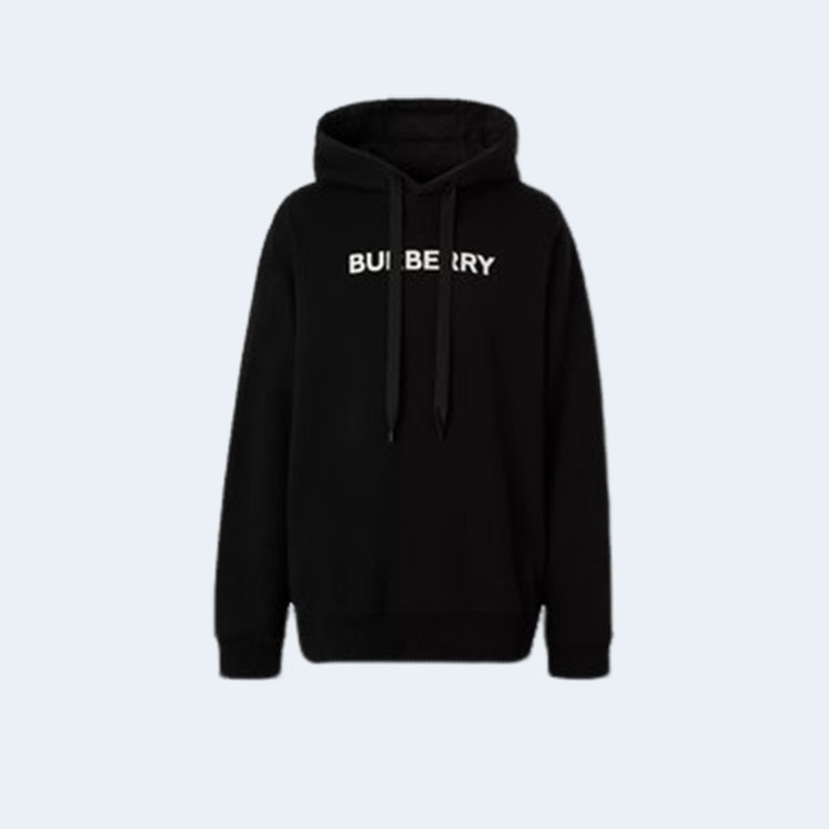 버버리 프린팅 드로스트링 후드