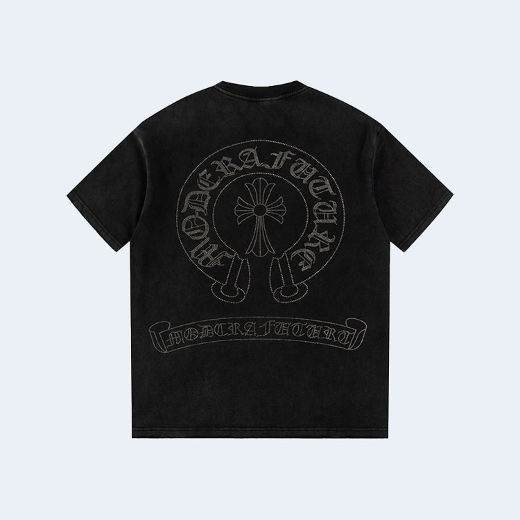 크롬하츠 스컬 큐빅 포켓 티셔츠 블랙