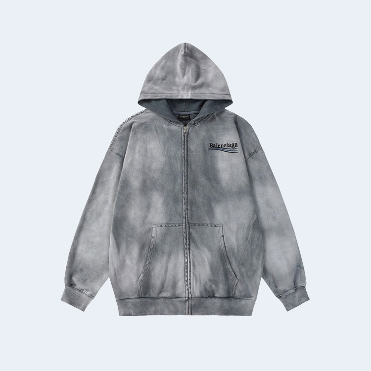 발렌시아가 헤비 듀티 워싱 후디 집업