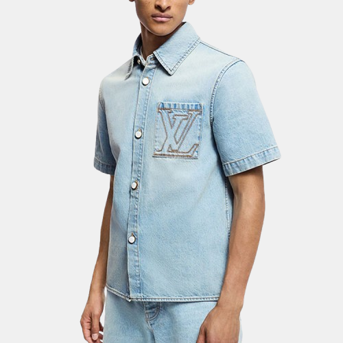 루이비통 쇼트 슬리브드 데님 셔츠