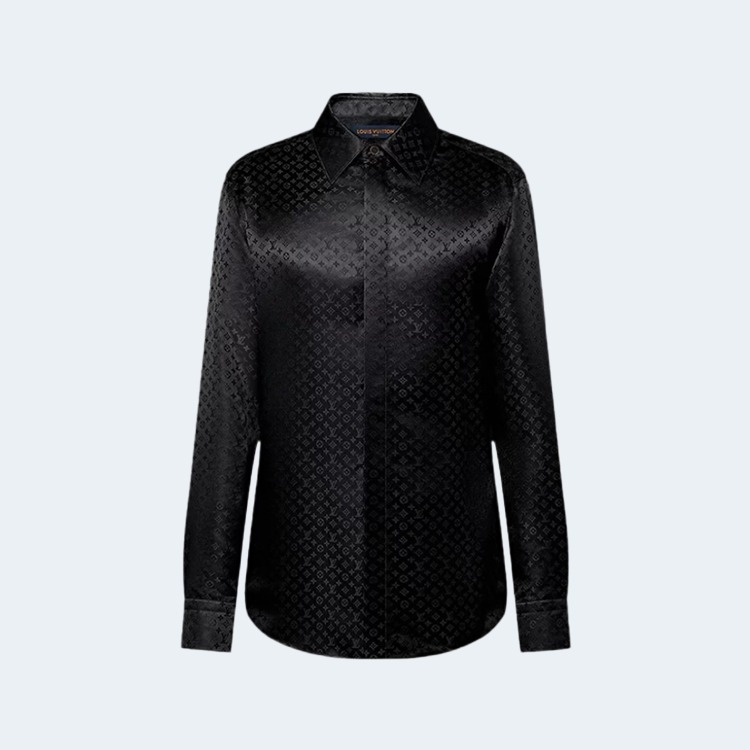 루이비통 모노그램 롱슬리브 실크 셔츠 블랙