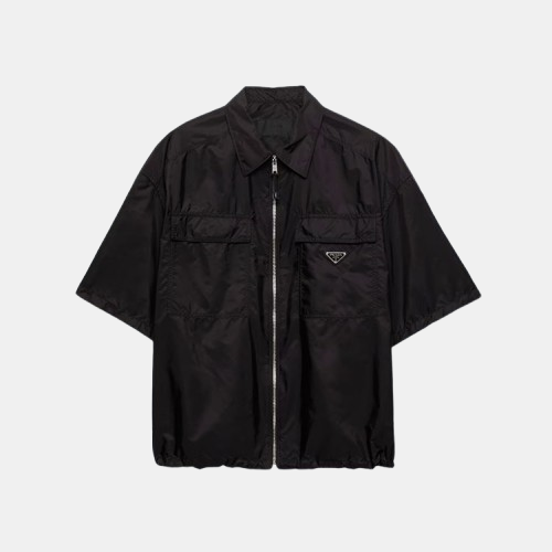 프라다 리나일론 투포켓 집업 반팔 셔츠