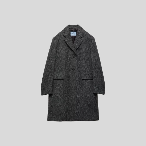 프라다 싱글브레스트 헤링본 울 자켓