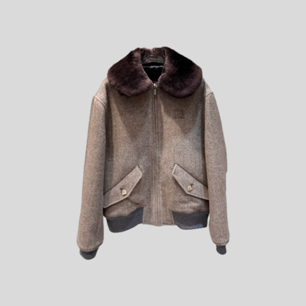 미우미우 셰틀랜드 울 블루종 자켓