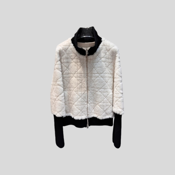 디올 콘트라스트 퍼 가죽 자켓