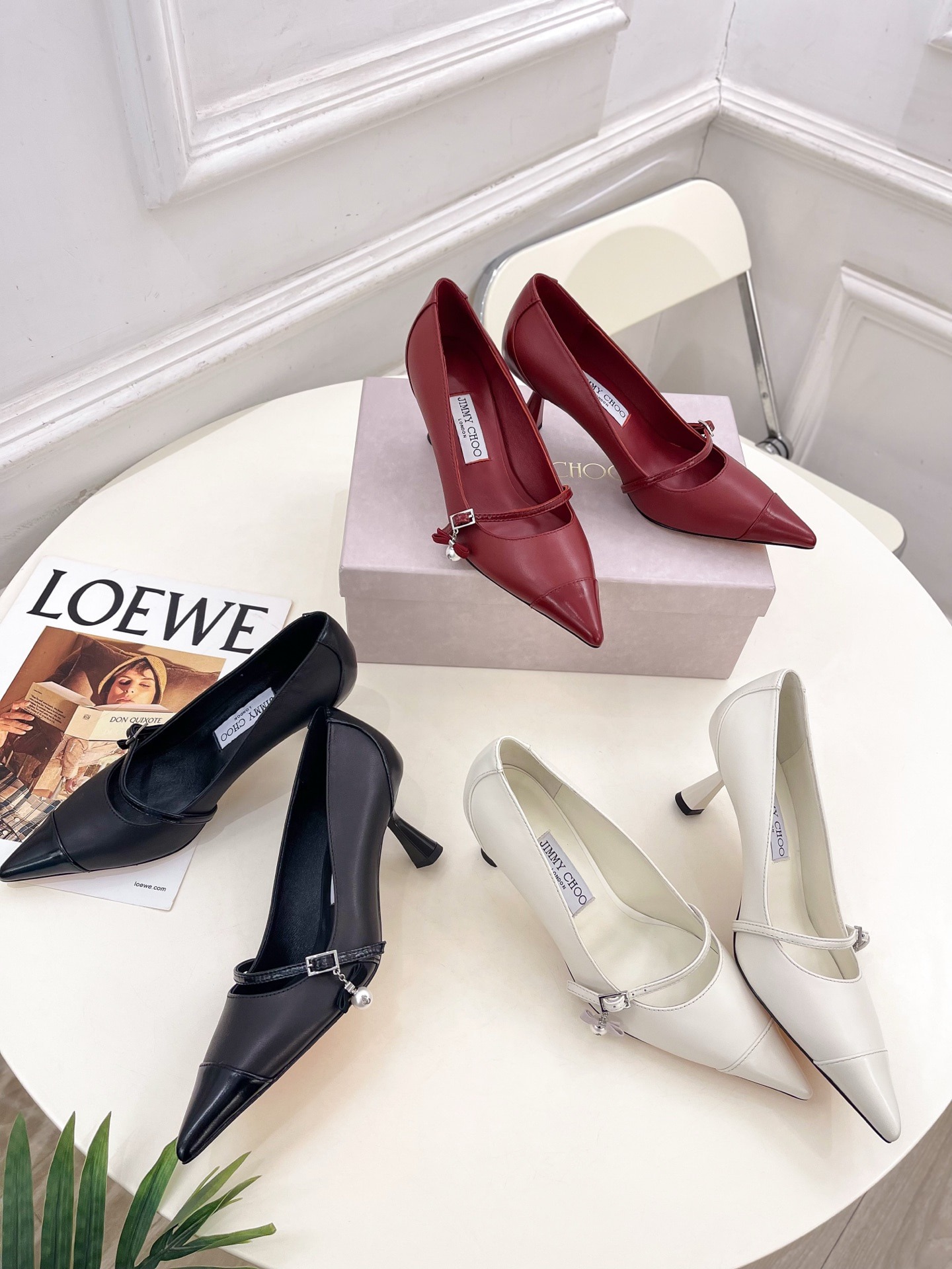 지미추 25ss 신상 진주 펜던트 스틸레토 힐