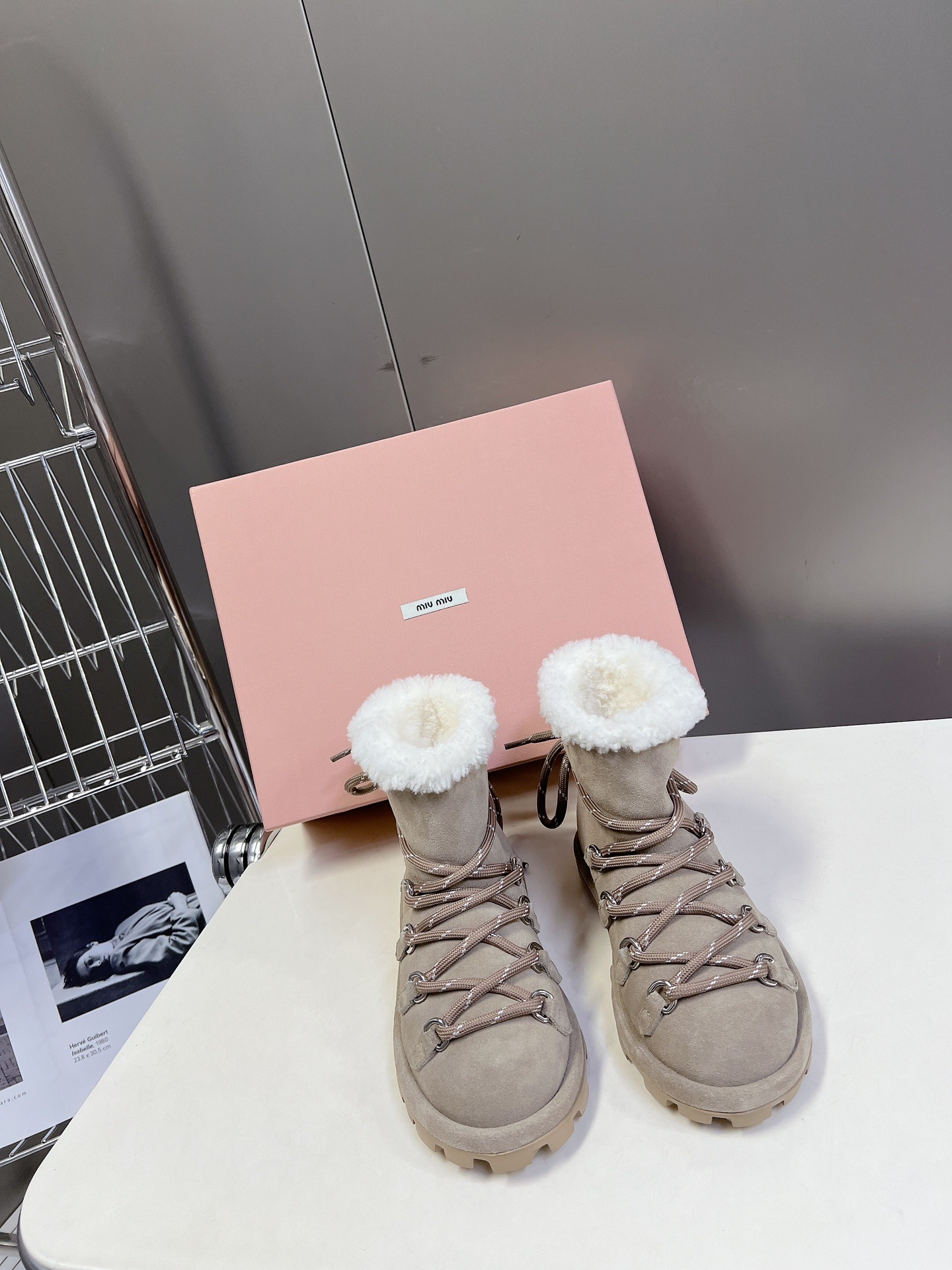 미우미우 신상 울 앵클부츠