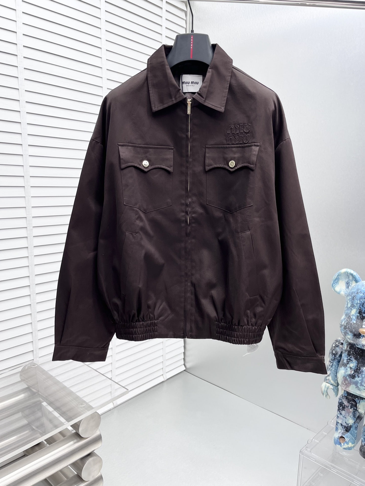 미우미우 25ss 신상 플라워 모직 블루종