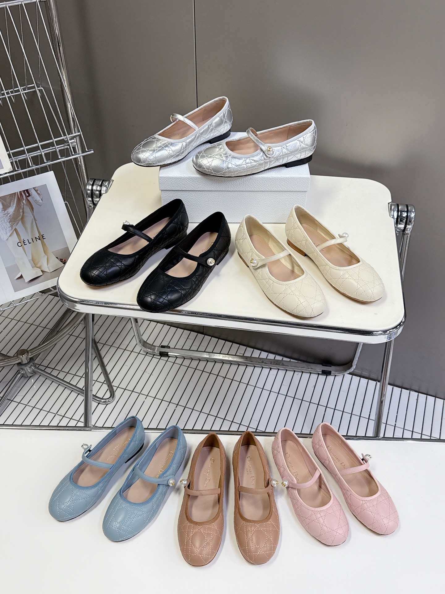 디올 클래식 진주 메리제인 슈즈