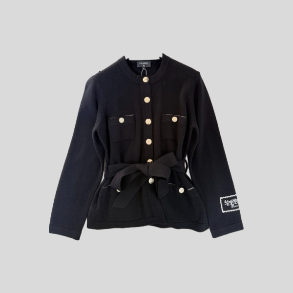 샤넬 벨티드 니트 가디건