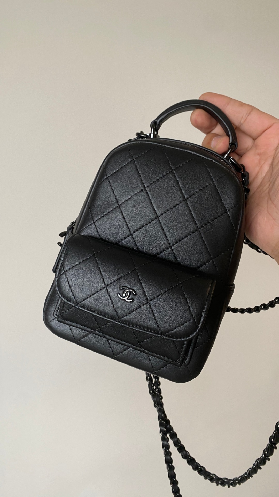 샤넬 25C 탑 핸들 미니 백팩