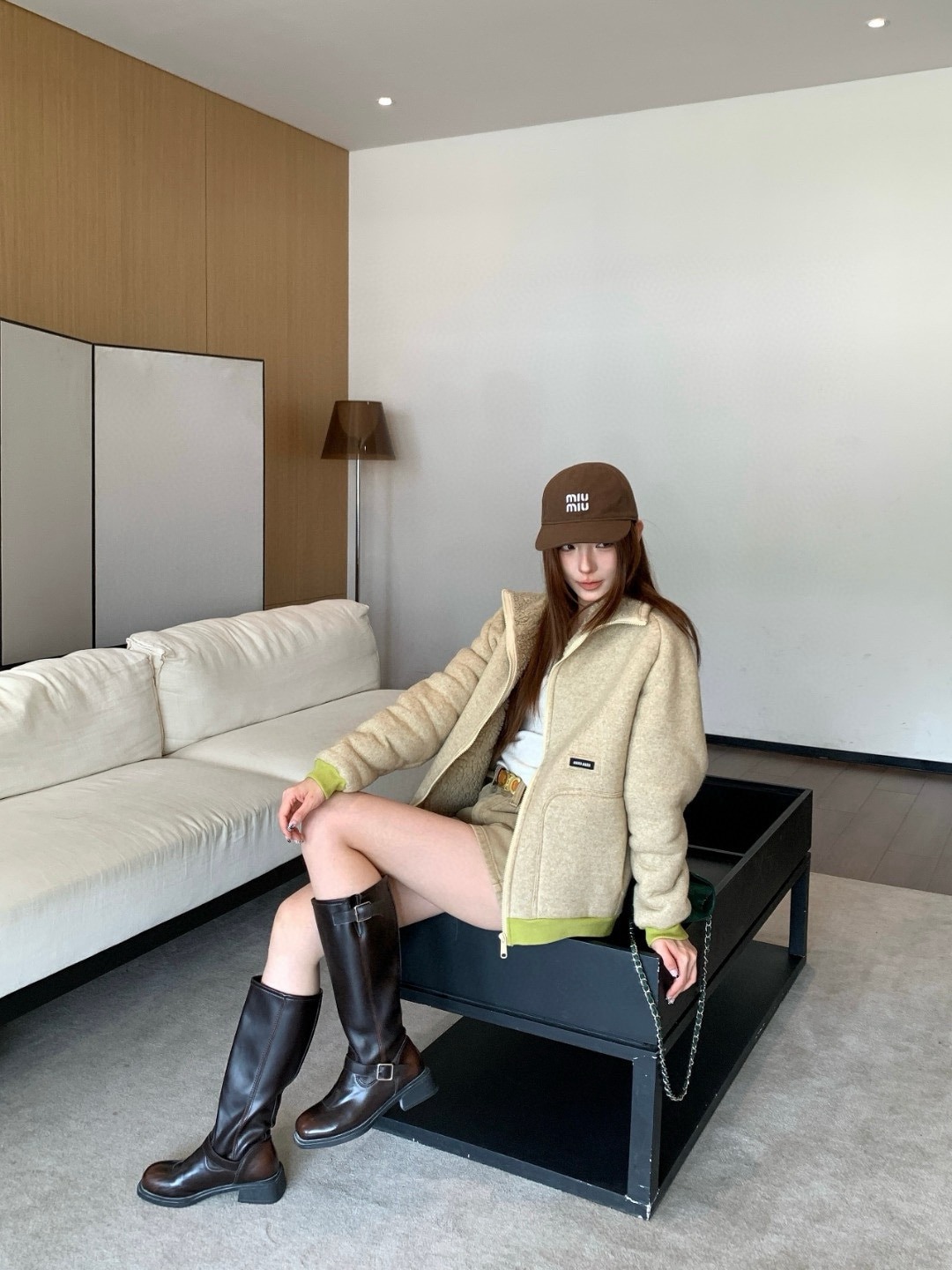 미우미우 25 신상 플리스 집업 울코트