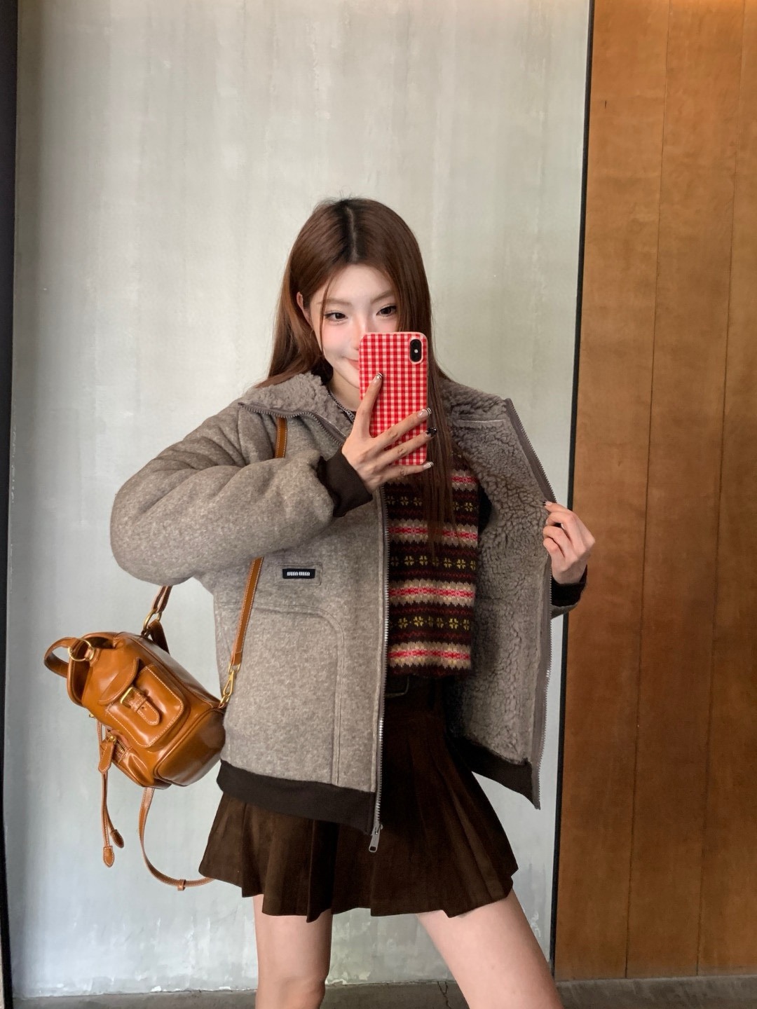 미우미우 25 신상 플리스 집업 울코트