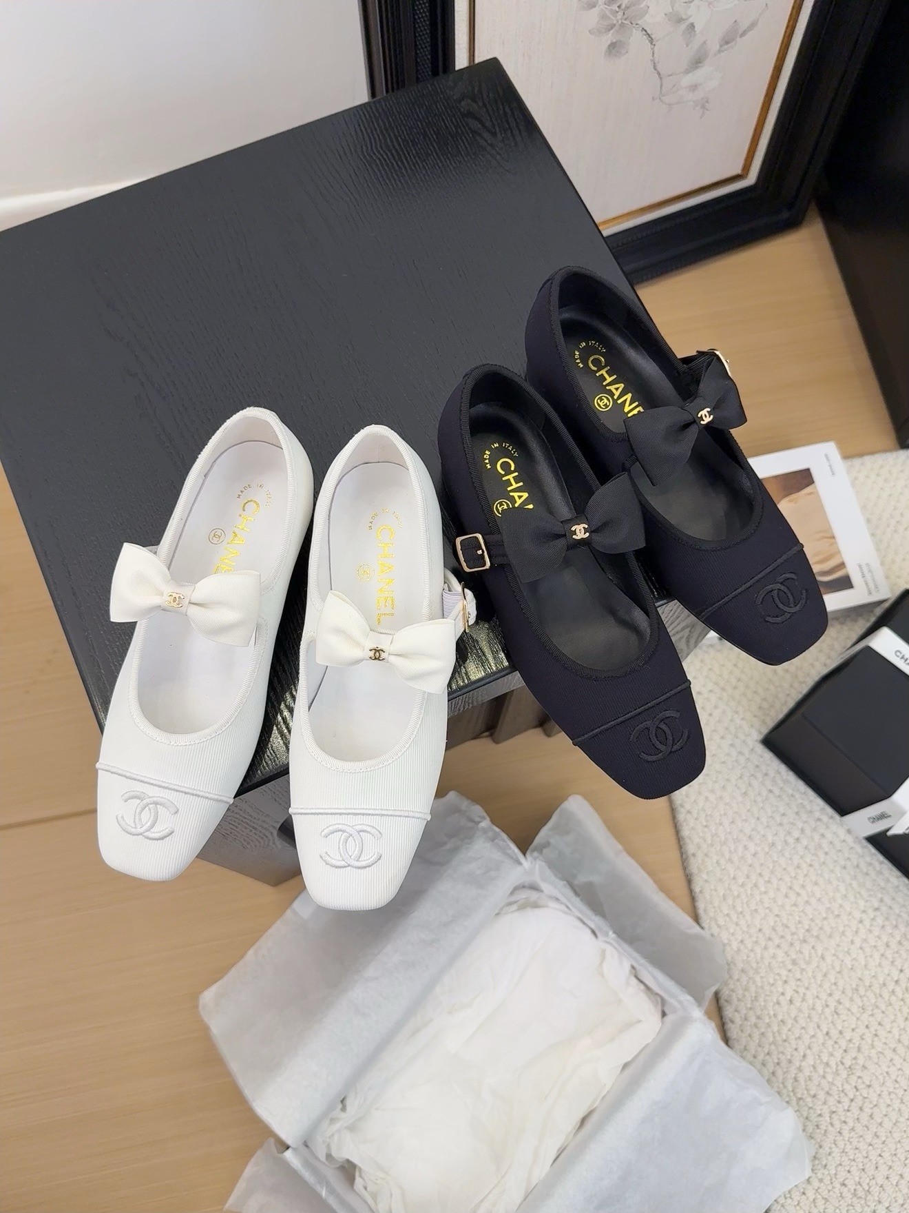 샤넬 25 신상 리본 메리제인 플랫